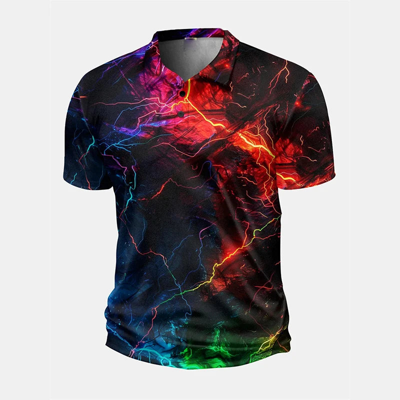 Men's 3D Print Short Sleeve Polo Shirt — Streetwear, Casual & Cool