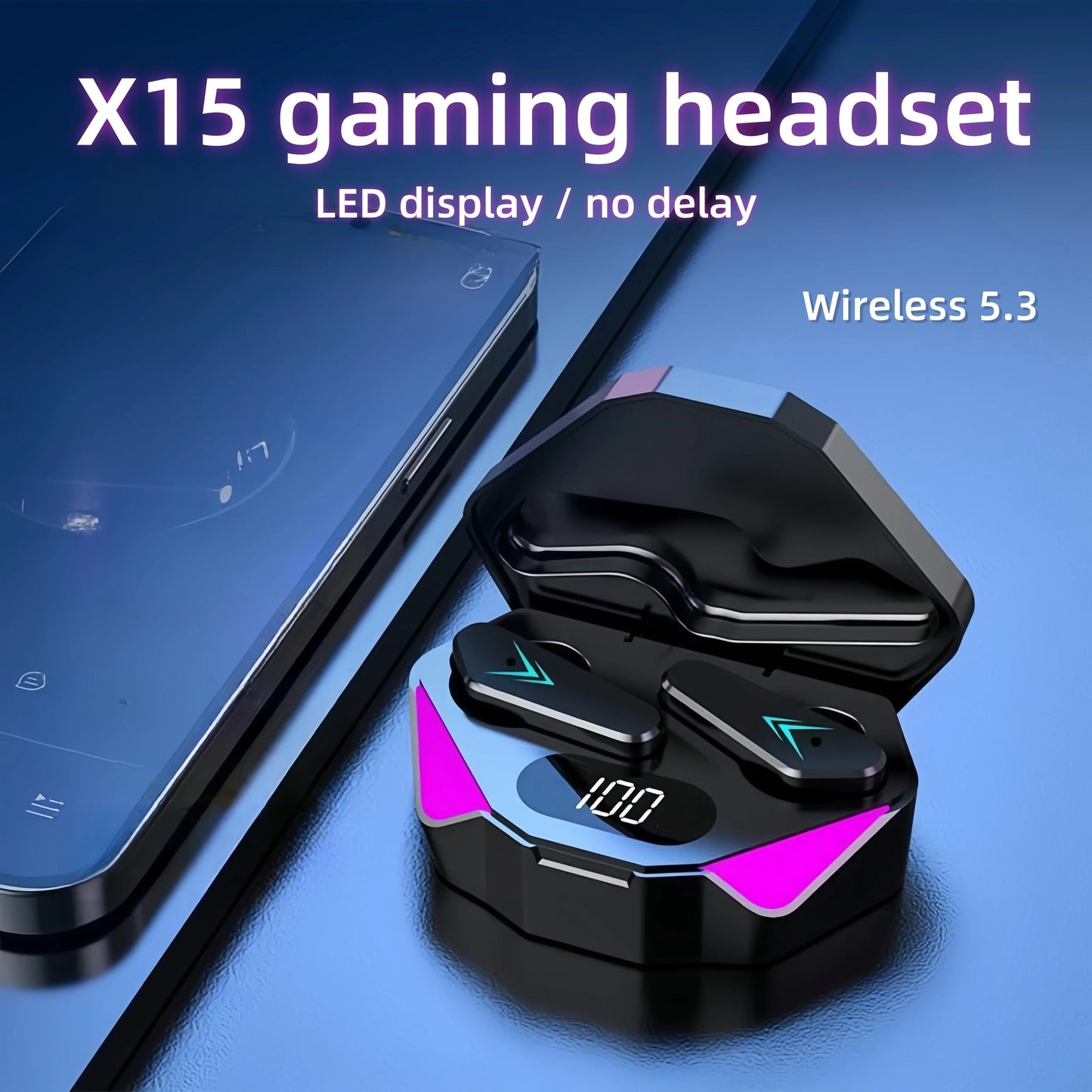 TWS Wireless Bluetooth Earbuds – LED Display, Built-in Mic & Noise Reduction for Gaming & Sport