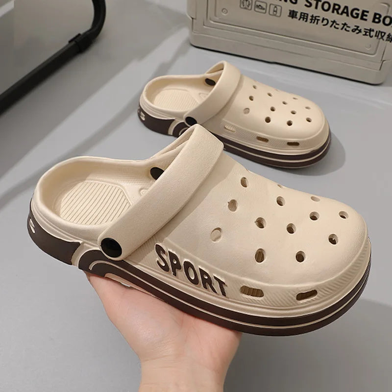 Unisex Perforated Platform Slides - Thick Sole Anti-Slip Summer Sandals