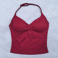 Conjunto Yoga 2 Piezas Mujer - Top Halter Sin Espalda y Shorts Cintura Alta Seamless