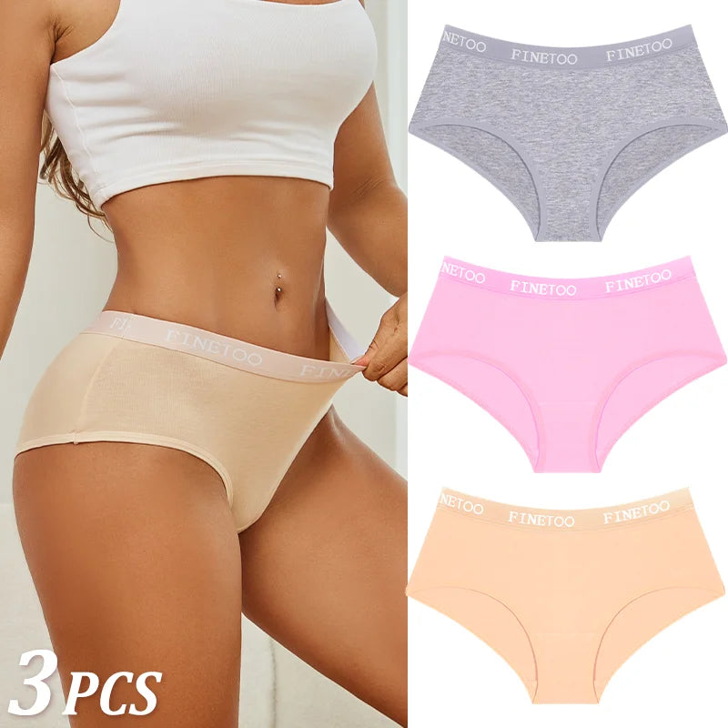 Set de 3 Panties de Algodón con Cinturón de Letras - Ropa Interior Sexy