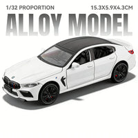 Modelo Auto BMW M8/M4 1:32 Aleación Diecast - Puertas Abren, Luz, Sonido y Pull Back Regalo Niños