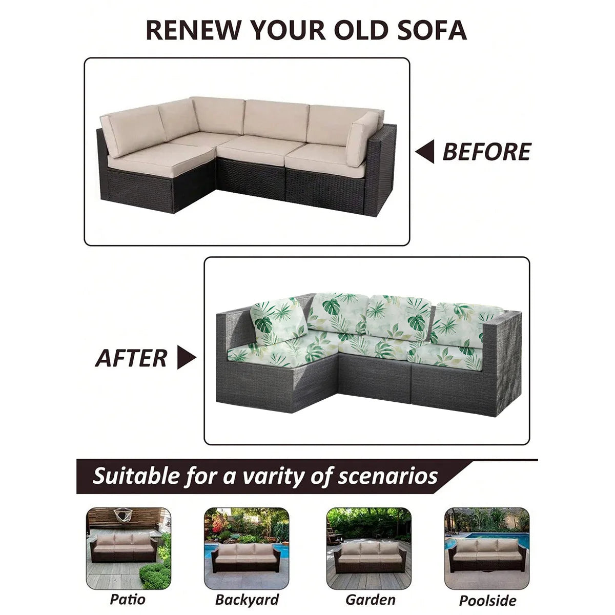Tropical Print Waterproof Sofa Cushion Covers – Non-Slip Furniture Protectors