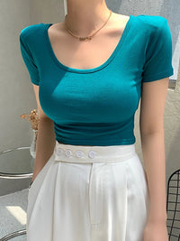 Camiseta Mujer 100% Algodón - Cuello Redondo Slim Fit Básica Coreana Verano 2025
