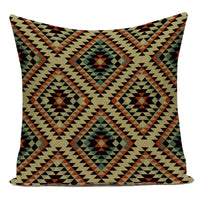 Boho Geometric Printed Throw Pillow Cover | Linen Cotton Cushion Case for Sofa