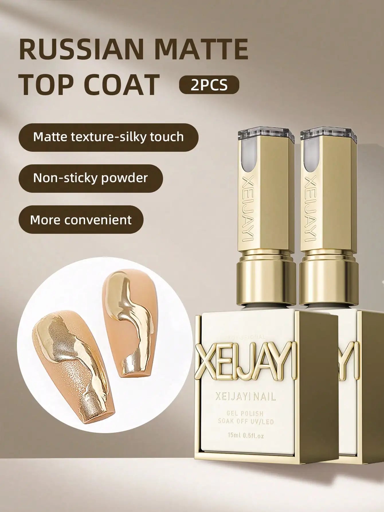 Matte & High-Gloss Gel Top Coat Set – 2 x 15ml | Long-Lasting UV/LED Nail Finish
