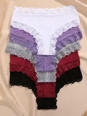 Set de 5 Panties de Algodón con Encaje - Ropa Interior Femenina