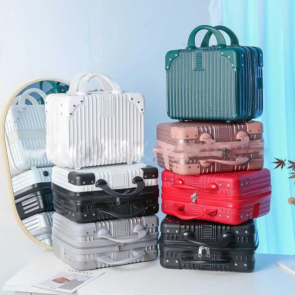 Hot Cosmetic Box 14 inch Mini Travel Suitcase Cosmetic Box Hand Luggage Organizer Makeup Case Small Password Box Boarding Case