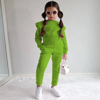 Girls Fall Sport Set | Crop Top + Jogger Pants 1–7Y
