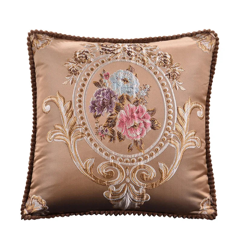 European Jacquard Floral Cushion Cover 48x48cm | Classic Sofa & Chair Pillow Case