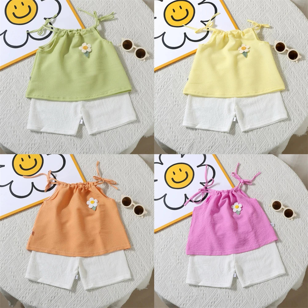 Girls Summer Two-Piece T-Shirt & Shorts Set, 4–6 Years