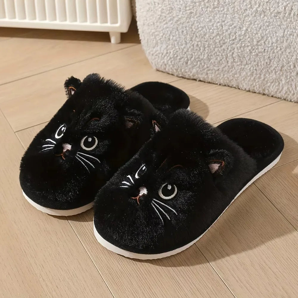 Pantuflas Felpa Gato Mujer - Antideslizantes Cálidas para Casa Invierno