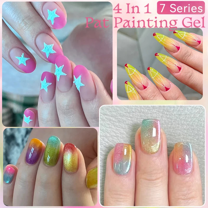 9-Color French Pat Gel Nail Polish Set – 4-in-1 UV/LED | Gradient, Stamping & Painting | DIY & Pro