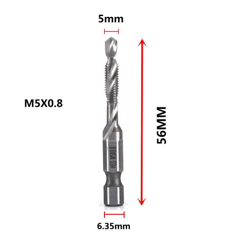 HSS Titanium Metric Tap Drill Bits Set | M3–M10 Thread Taps