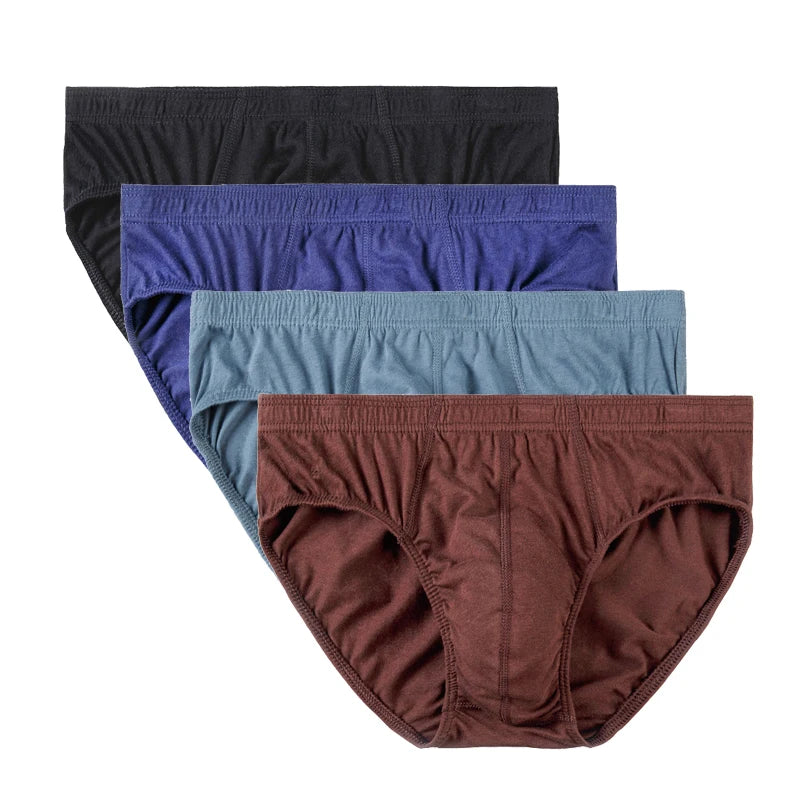 Men’s 100% Cotton Briefs – 4-Pack | Plus Size XL–5XL Breathable Underwear