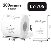 120-200Sheets/Roll Thank You Stickers DIY Decor Labels for Cake Bakery Baking Decoration Self-adhesive Label Gift Wrap Sticker