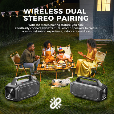 W-KING BT261-2 80W Portable Bluetooth Speaker | IPX6 Waterproof, Bass Boost & 42Hr Battery