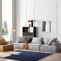 Nordic Luxury Modular Sectional Sofa - Designer Square Lazy Puffs