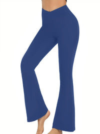 Women's V-Cross High-Waist Flare Yoga Leggings - Tummy Control Bootcut