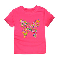 Girls 100% Cotton Flower Print T-Shirt | Sizes 2–14 Years | Pink & White