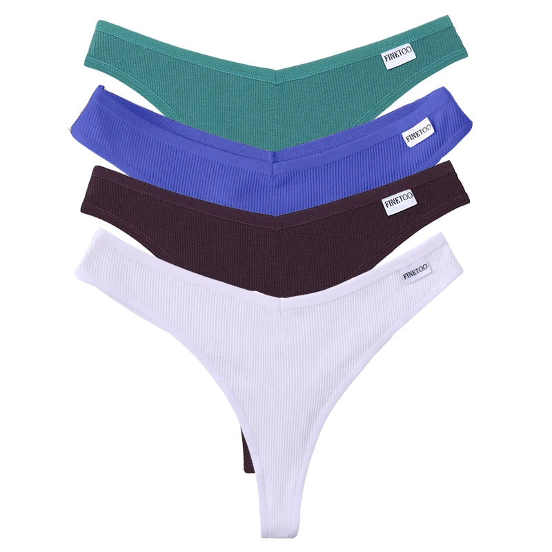 Set de 4 Panties de Algodón Talle V - Tanga G-String FINETOO