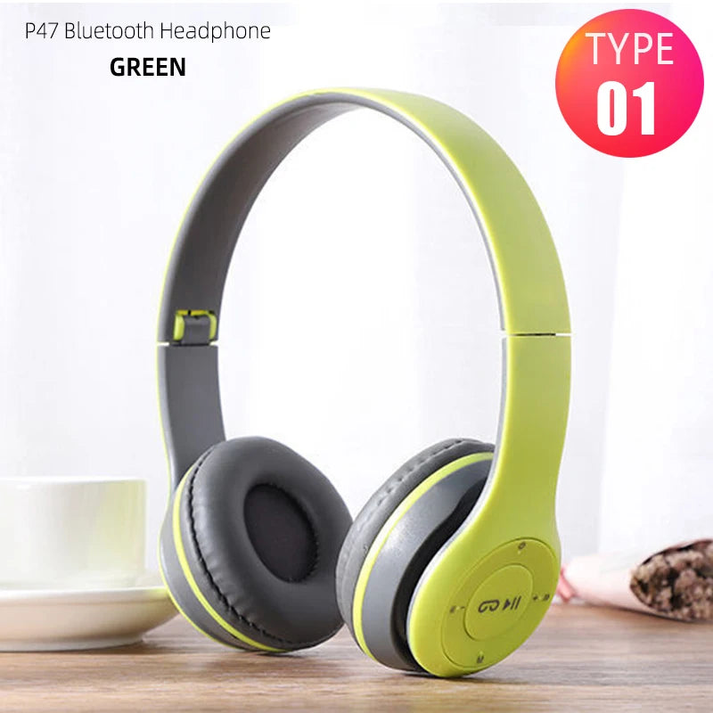 P47 Wireless Bluetooth Headphones – Foldable Over-Ear | HiFi Stereo Bass | Kids & Adults