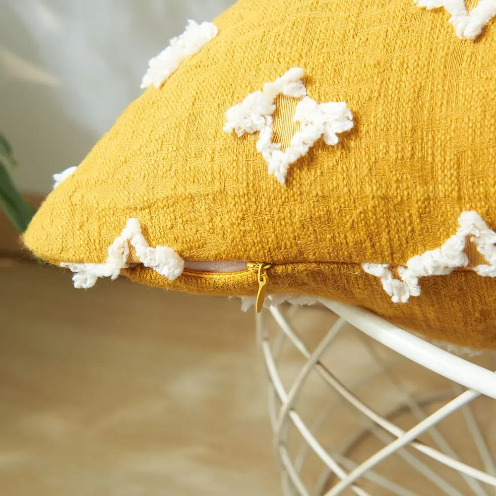 Cut Flower Embroidered Lumbar Cushion Cover 30x50cm | 100% Cotton Jacquard Pillow Case