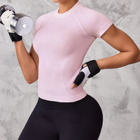 Women's Short-Sleeve Sports Top | Breathable Quick-Dry Nylon for Running & Yoga