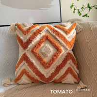 Bohemian Embroidered Pillow Cover - Geometric Tassel Cushion Case