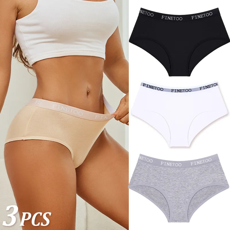 Set de 3 Panties de Algodón con Cinturón de Letras - Ropa Interior Sexy
