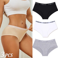 Set de 3 Panties de Algodón con Cinturón de Letras - Ropa Interior Sexy