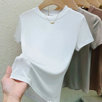 Camiseta Mujer Casual Slim Fit - Cuello Redondo Manga Corta Tallas Grandes Verano