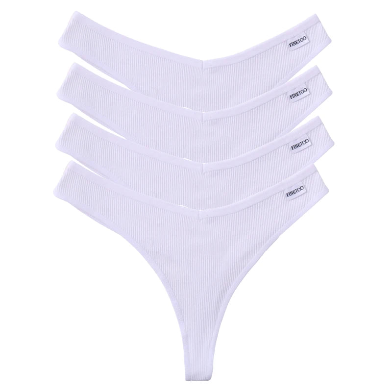 Set de 4 Panties de Algodón Talle V - Tanga G-String FINETOO