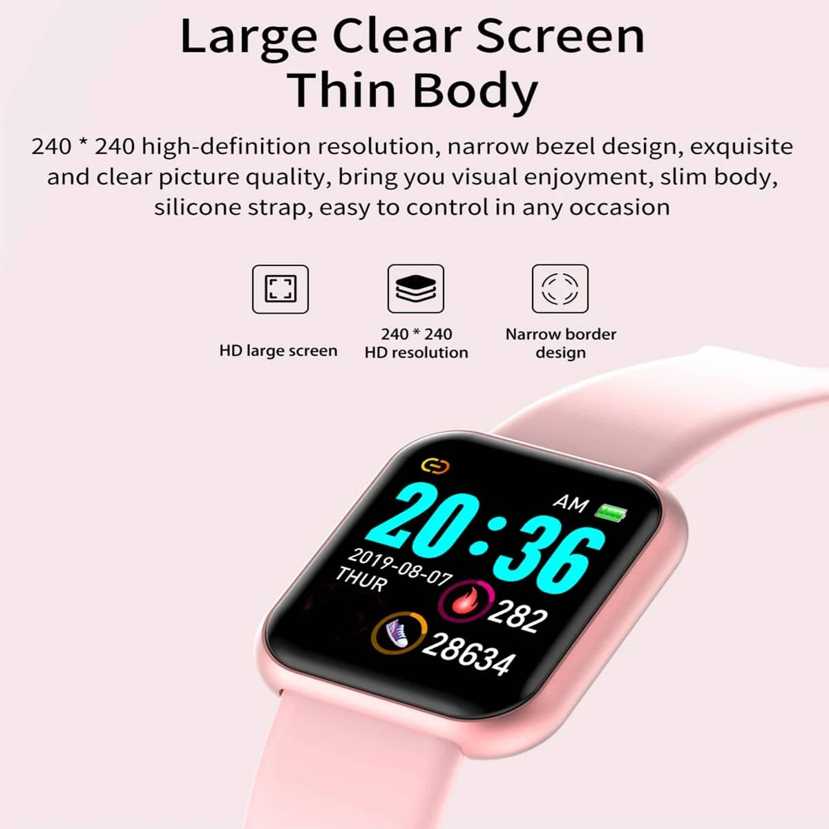 Fitness Smart Bracelet Watch – Heart Rate, Sleep Monitor & Music Player for Men & Women
