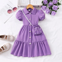 Pearl Detail A-Line Princess Dress – Casual Summer Girls' Dress Ages 3–7