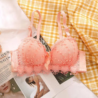 Sostén Sin Aro para Mujer con Encaje - Bra Cómodo y Sexy Negro/Blanco