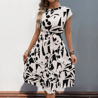 Casual Loose Printed A-Line Midi Dress | Vintage Elegant Women's Summer Dress