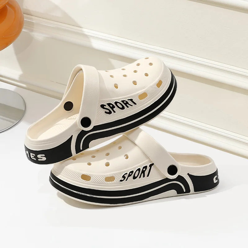 Unisex Perforated Platform Slides - Thick Sole Anti-Slip Summer Sandals