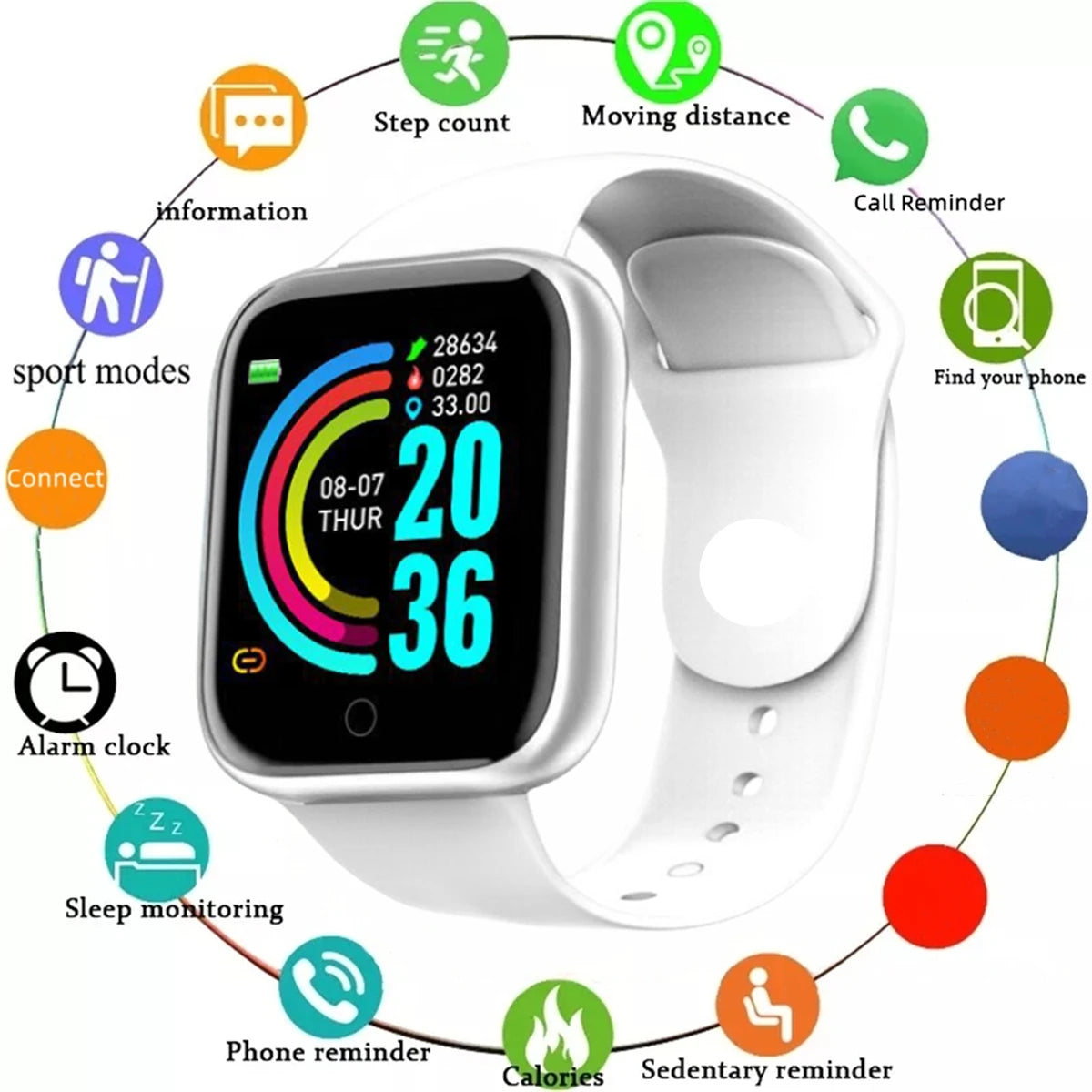 Fitness Smart Watch Bracelet with Heart Rate & Sleep Tracking