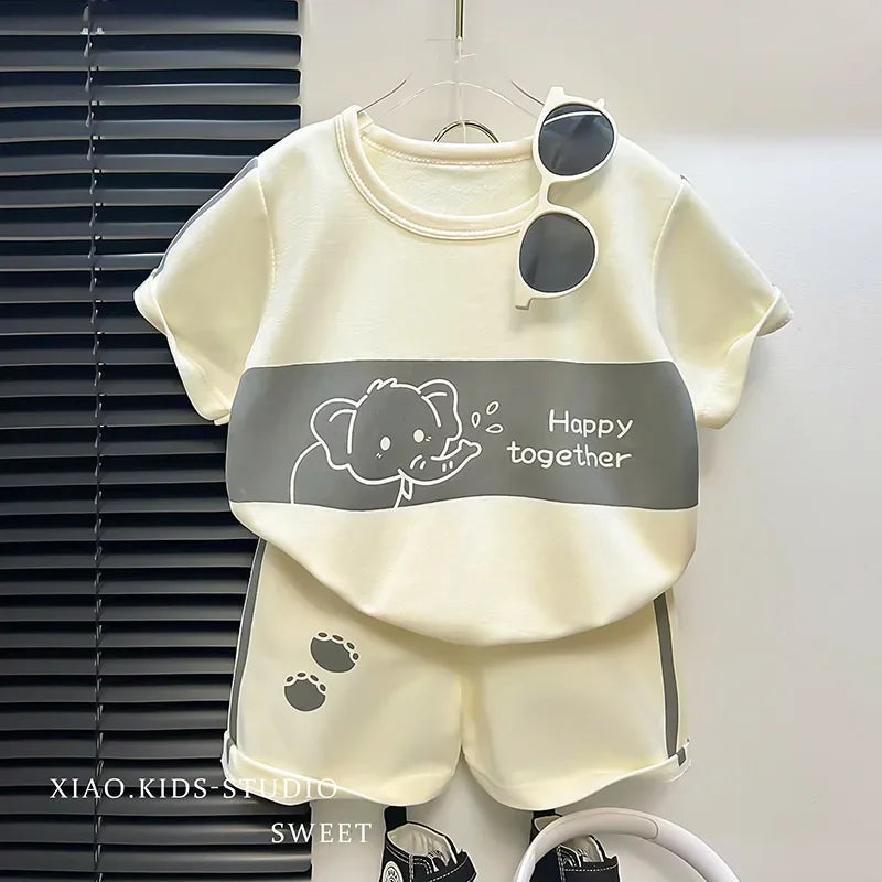 Toddler Striped Summer Set - Cotton Blend Top & Shorts