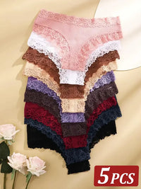 Set de 5 Panties de Algodón con Encaje - Ropa Interior Femenina