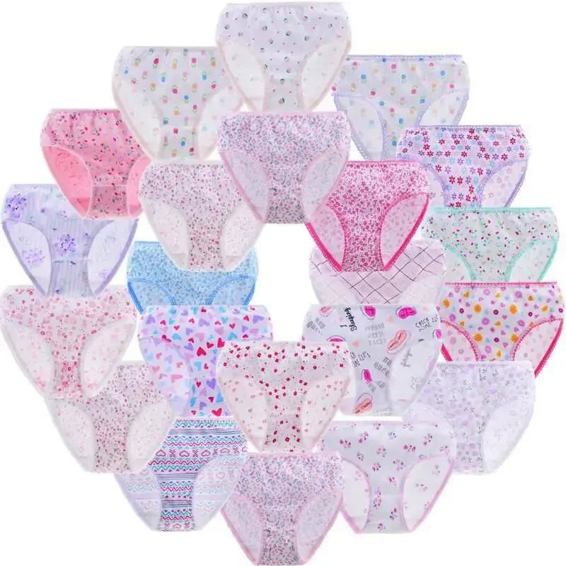 Girls 100% Cotton Cartoon Briefs 12-Pack | Sizes 1–12 Years | Mixed Colors