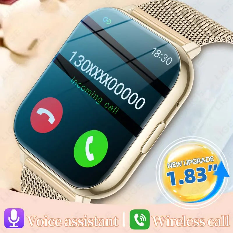 LIGE Y28 Smart Watch | 1.83" HD Bluetooth Calling Heart Rate Sleep Monitor Fashion Smartwatch for Android & iOS