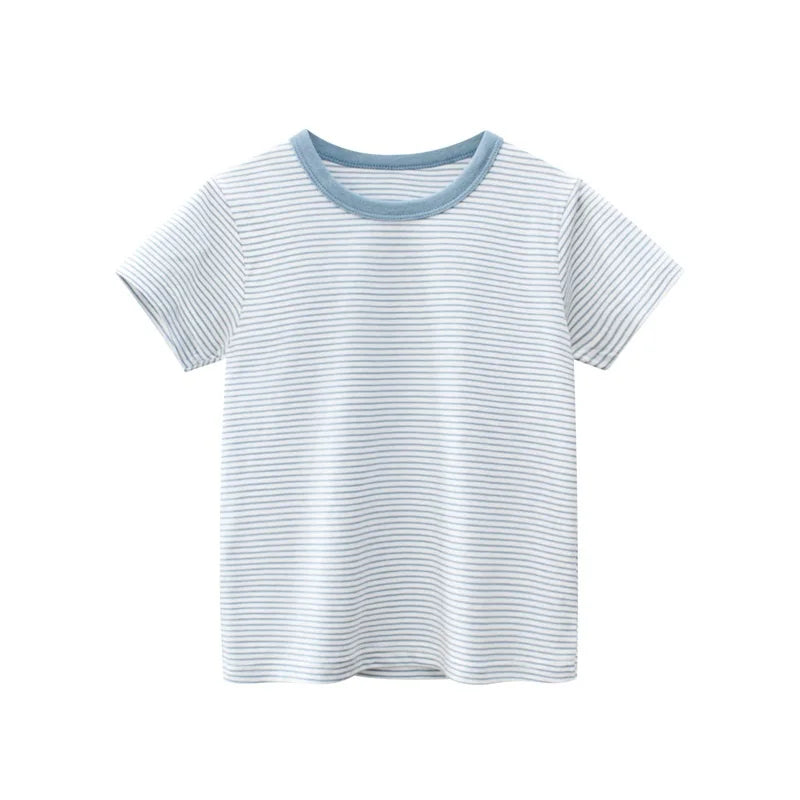 Boys Summer Cartoon Stripe T-Shirt | Short Sleeve Kids Tee Ages 2–9 Years