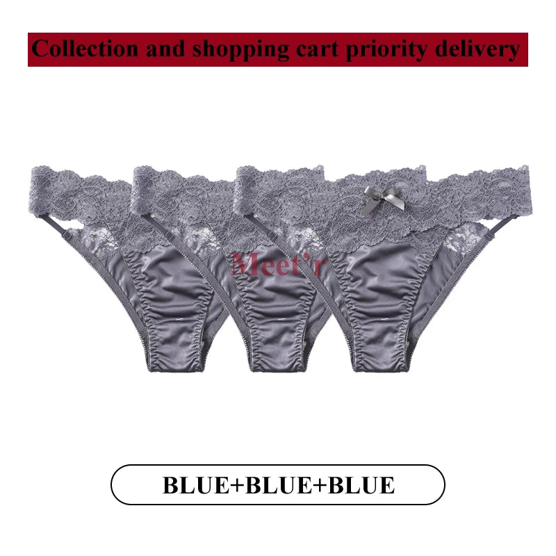 3-Pack Lace G-String Panties – Low-Rise, Breathable Hollow Lace | Women's Underwear Set