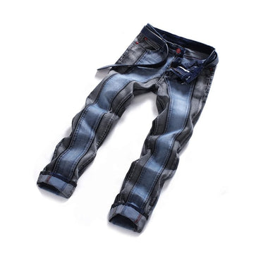 Men's mid-rise fashion patchwork, fashion, travel, party, comfortable version of elastic, men's jeans