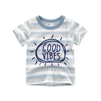 Boys Cartoon Stripe T-Shirt | 100% Cotton, Short Sleeve | Kids 2-9Y