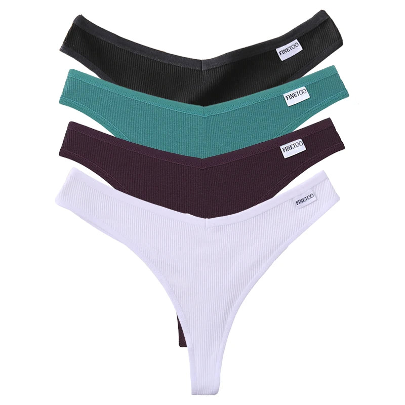 Set de 4 Panties de Algodón Talle V - Tanga G-String FINETOO