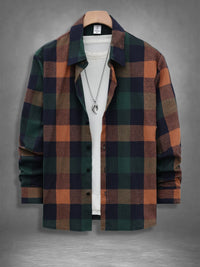 Men's Vintage Plaid Flannel Shirt | Loose Fit Casual Long Sleeve | S–XXL