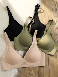 Deep V Mesh Push-Up Bralette | Wire-Free Seamless Padded Bra for Women | S–XL